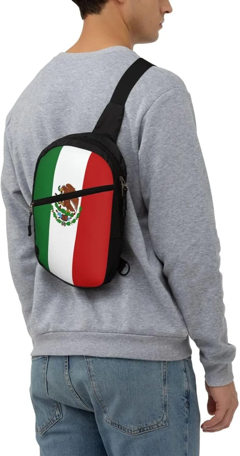 Mexico Mexican Eagle Flag Portable Crossbody Bag Foldable Sling Bags Sports Gym Chest Daypack Reusable Shoulder Backpack Casual Diagonally Rucksack Fanny Packs