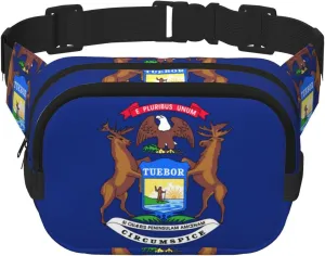 Michigan State Flag print Fashion Waist Packs Crossbody Belt Bag Fanny Pack for Women Crossbody for Traveling Running