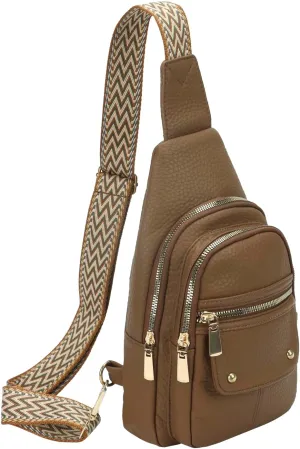 MICOM Sling Bag,Anti Theft Crossbody Packs for Women,Leather Sling Bag for Travel,Crossbody Purses with Adjustable Strap (Khaki)