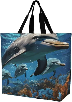 Microphone with Music Notes Tote Bag for Women Reusable Grocery Shoulder Bag Shopping Bags for Travel, Groceries