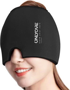 Migraine Relief Cap, ONLYCARE Headache Relief Cap PRO, Gel Ice Head Wrap for Hot and Cold Therapy, Ice Face Mask, Headache Ice Pack for Stress,Tension and Puffy Eyes