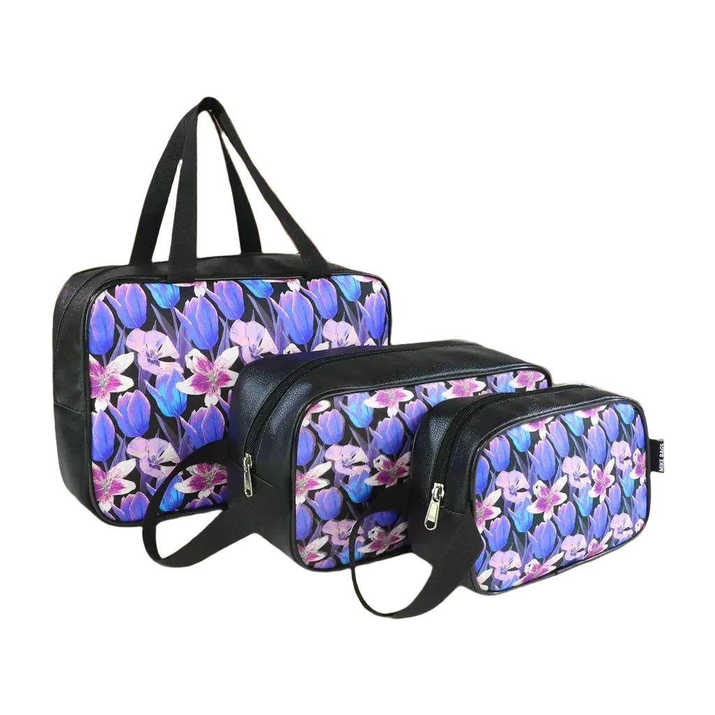 Mike Multi-Functional Makeup Pouch for Women set of 3 - Black