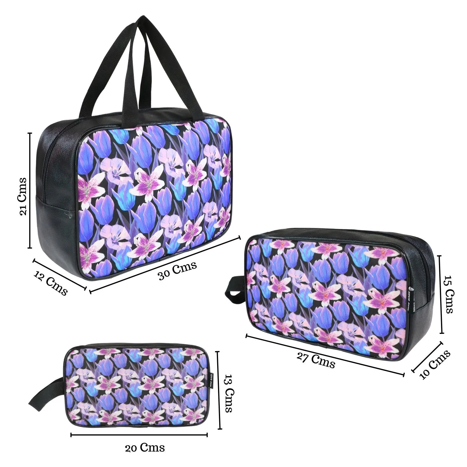 Mike Multi-Functional Makeup Pouch for Women set of 3 - Black