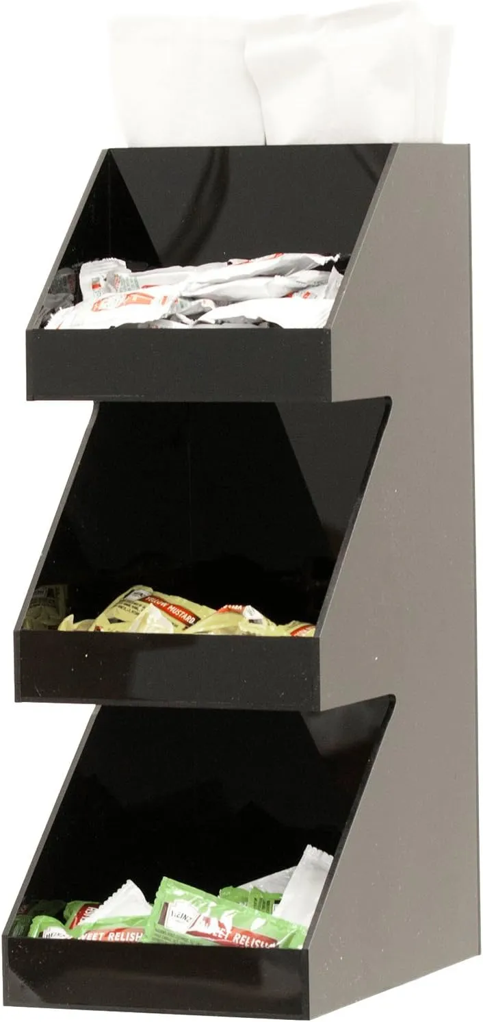 Mind Reader Coffee Tea Utensil and Condiment Station, Countertop Organizer, Coffee Bar, Kitchen, 6"L x 9"W x 16"H, Black