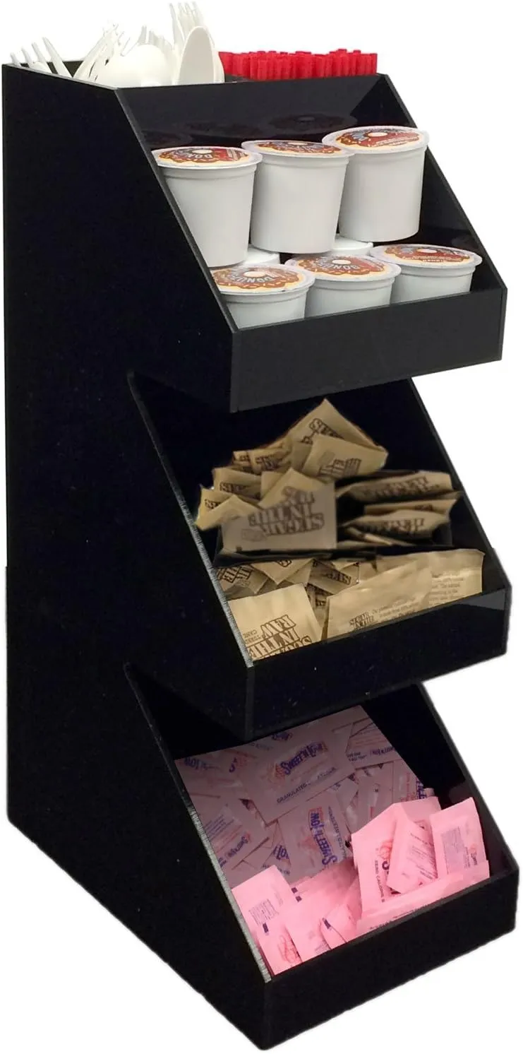 Mind Reader Coffee Tea Utensil and Condiment Station, Countertop Organizer, Coffee Bar, Kitchen, 6"L x 9"W x 16"H, Black