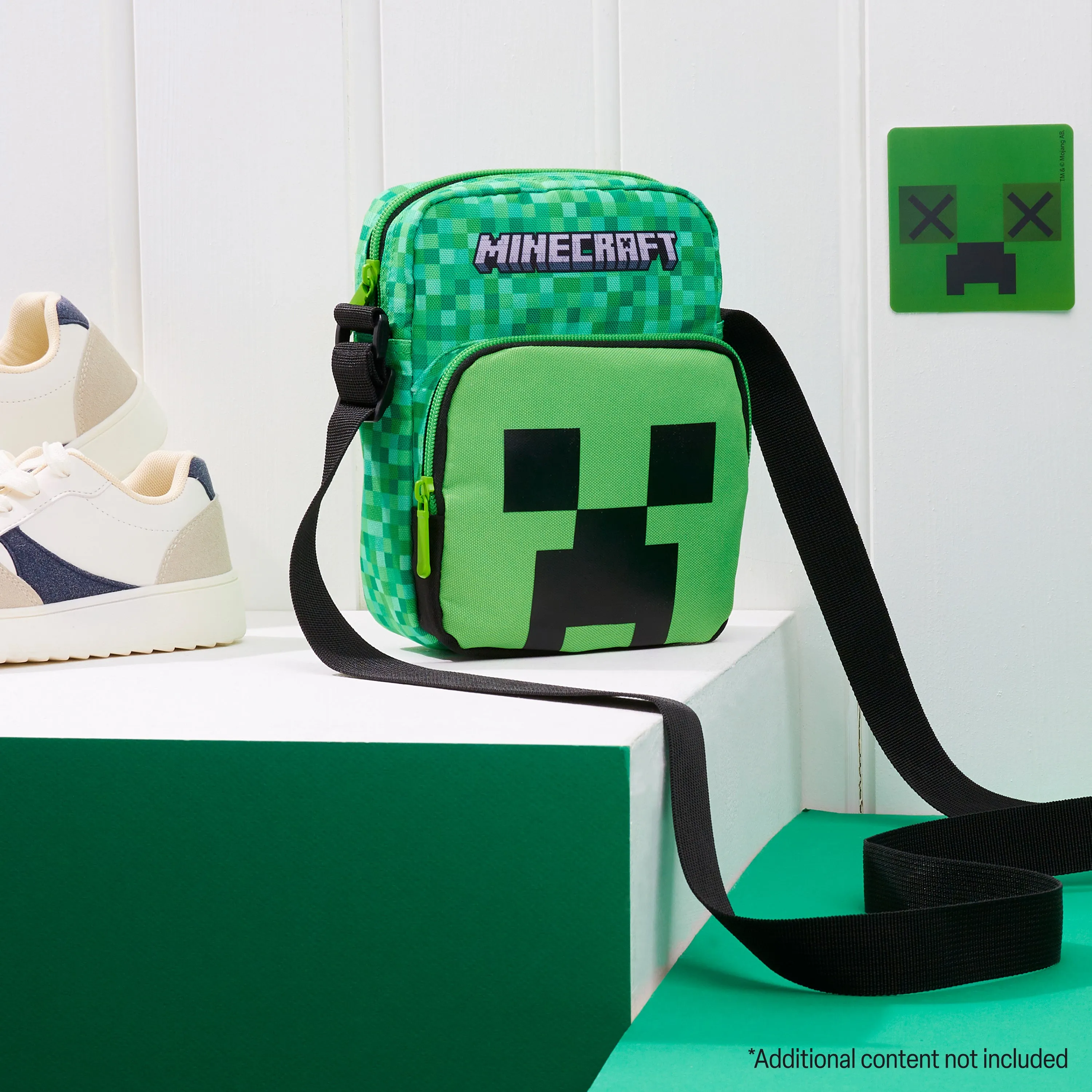 Minecraft Kids Shoulder Bag, Creeper Crossbody Bag with Adjustable Strap - Gamer Gifts for Boys