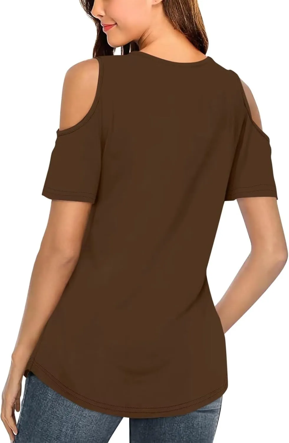 Minetom Women's Cold Shoulder Tops Short Sleeve V Neck T Shirts Basic Summer Tees
