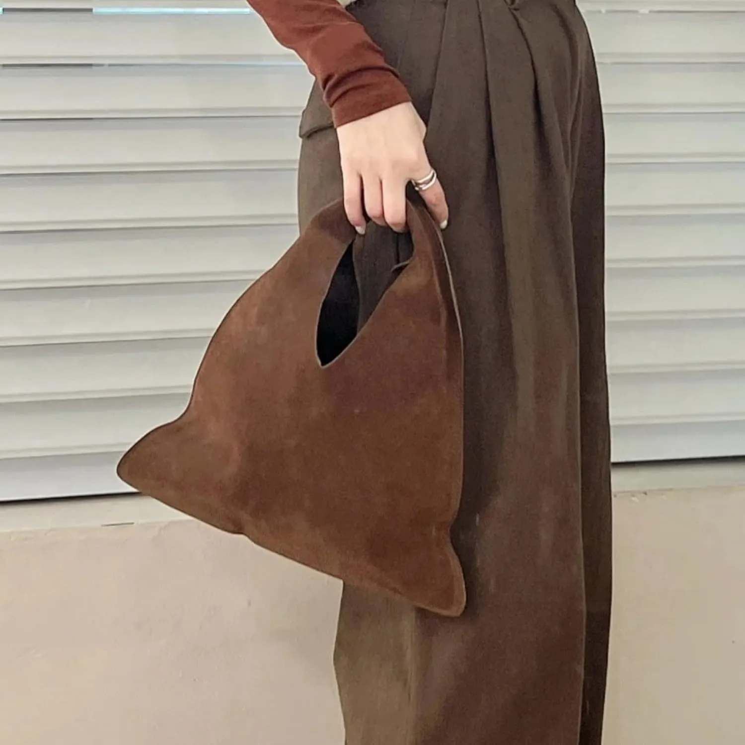 Minimalist Handbag Hobo Bag Faux Suede Soft Tote Bag Casual Large Purse Shoulder Bag Trendy Commuter Bag