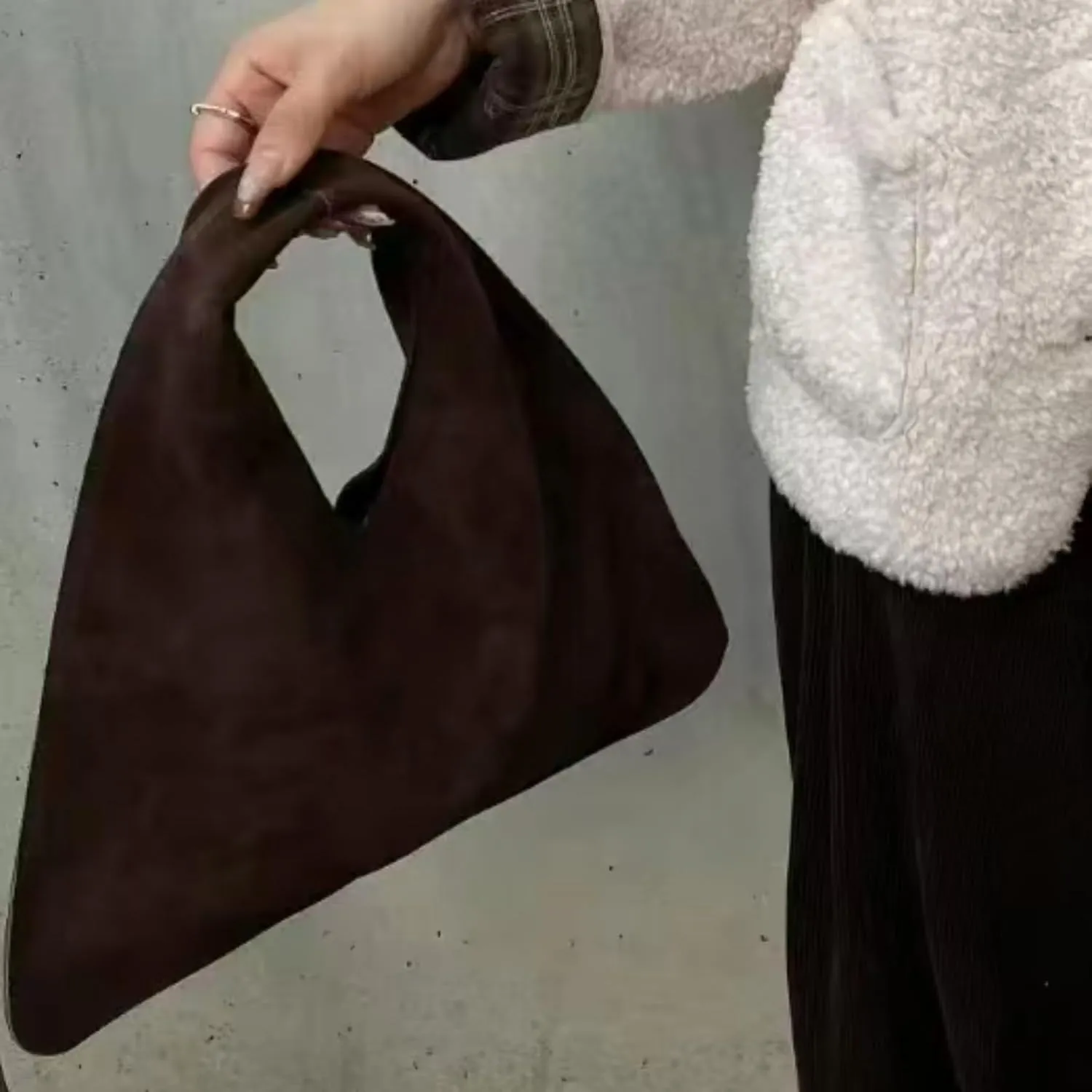 Minimalist Handbag Hobo Bag Faux Suede Soft Tote Bag Casual Large Purse Shoulder Bag Trendy Commuter Bag