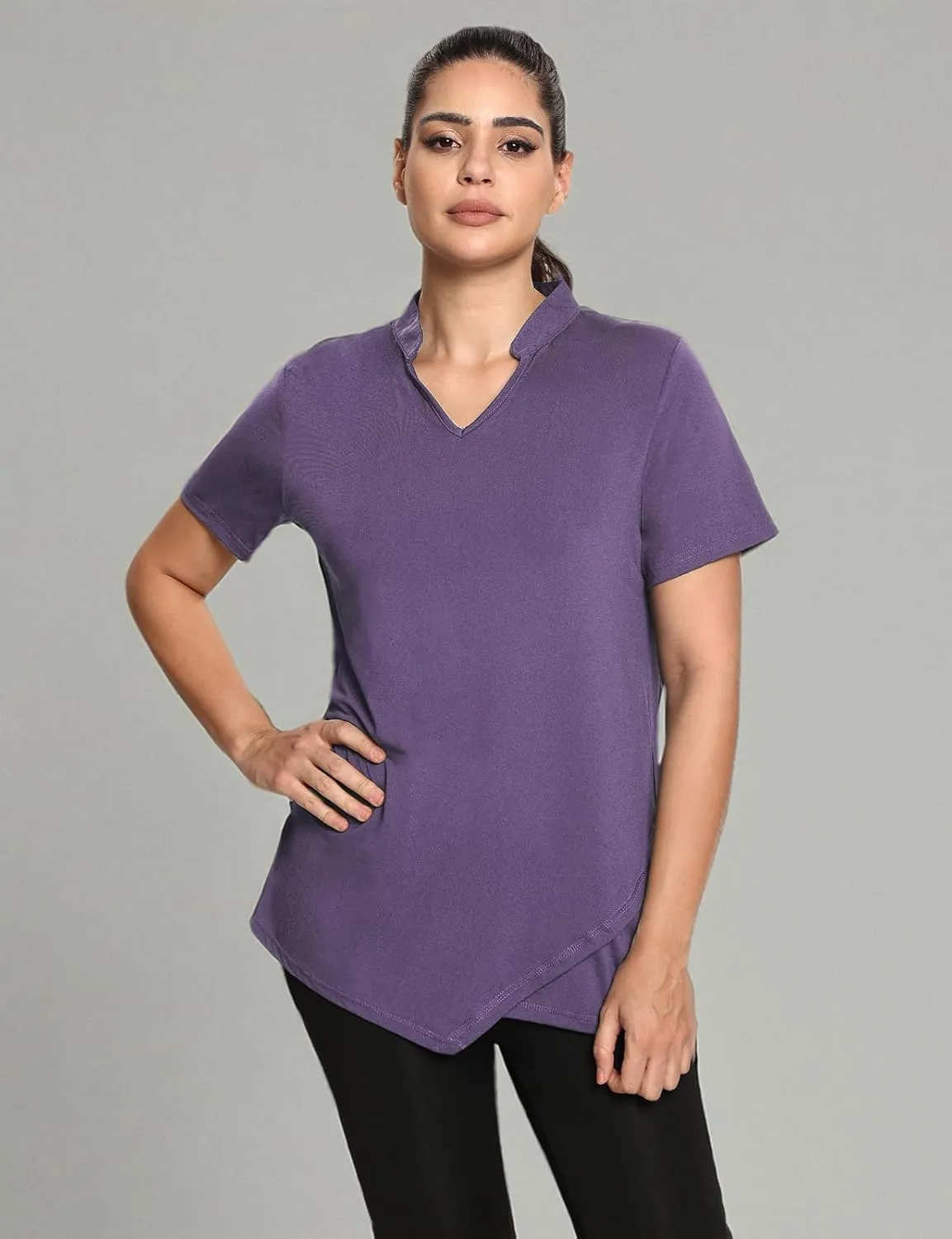 MISS FORTUNE Women's Polo Shirts, Golf V-Neck Workout Tops, Moisture Wicking Ladies Golf Shirt Loose Fit for Tennis Yoga