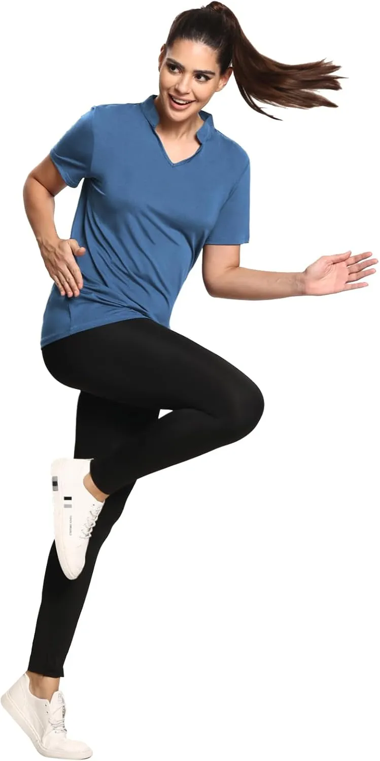 MISS FORTUNE Women's Polo Shirts, Golf V-Neck Workout Tops, Moisture Wicking Ladies Golf Shirt Loose Fit for Tennis Yoga
