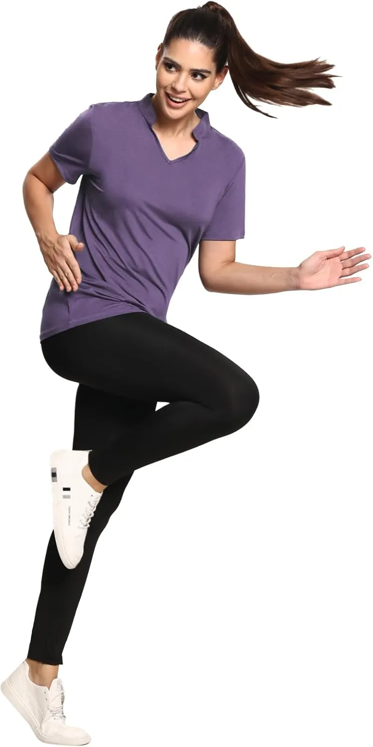 MISS FORTUNE Women's Polo Shirts, Golf V-Neck Workout Tops, Moisture Wicking Ladies Golf Shirt Loose Fit for Tennis Yoga