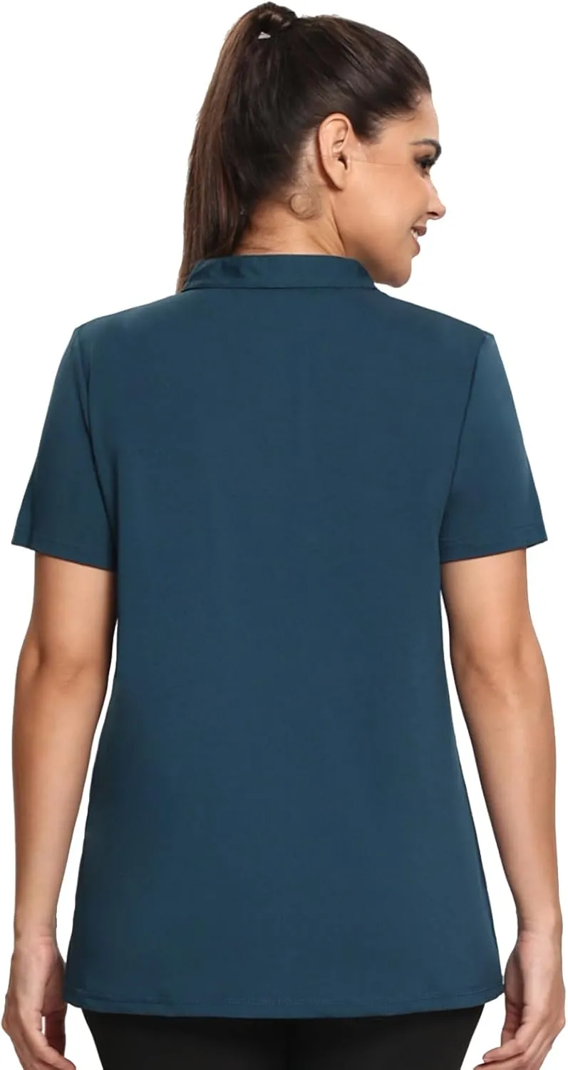 MISS FORTUNE Women's Polo Shirts, Golf V-Neck Workout Tops, Moisture Wicking Ladies Golf Shirt Loose Fit for Tennis Yoga