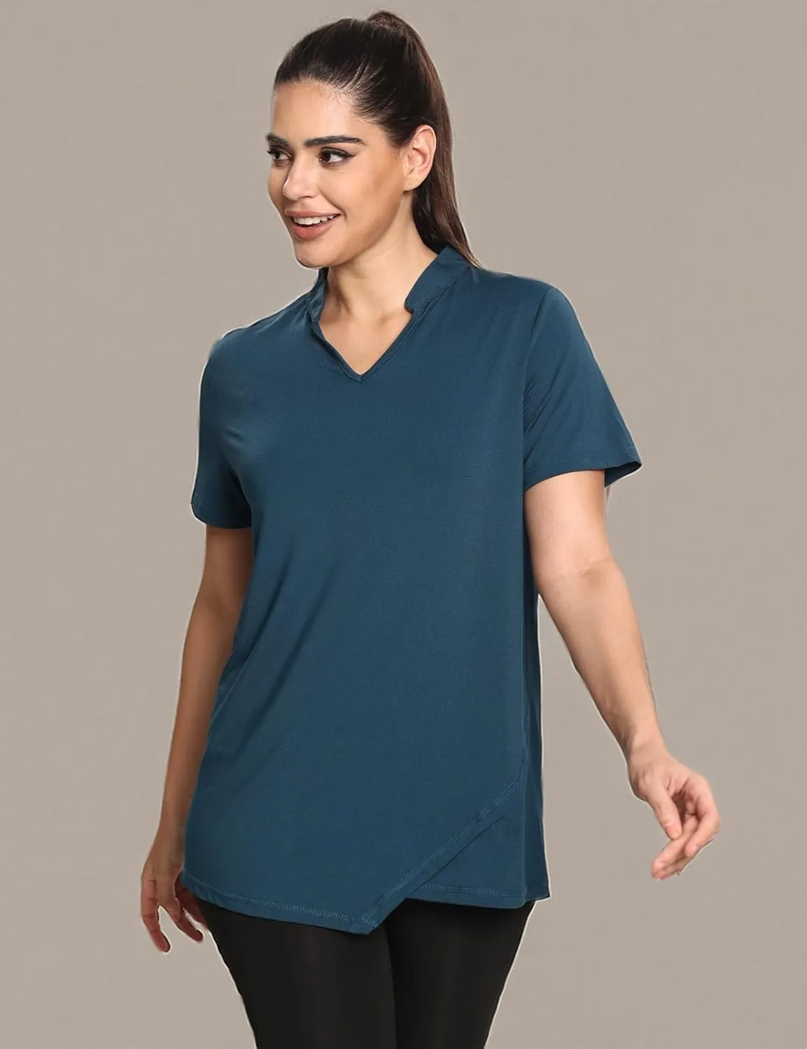 MISS FORTUNE Women's Polo Shirts, Golf V-Neck Workout Tops, Moisture Wicking Ladies Golf Shirt Loose Fit for Tennis Yoga
