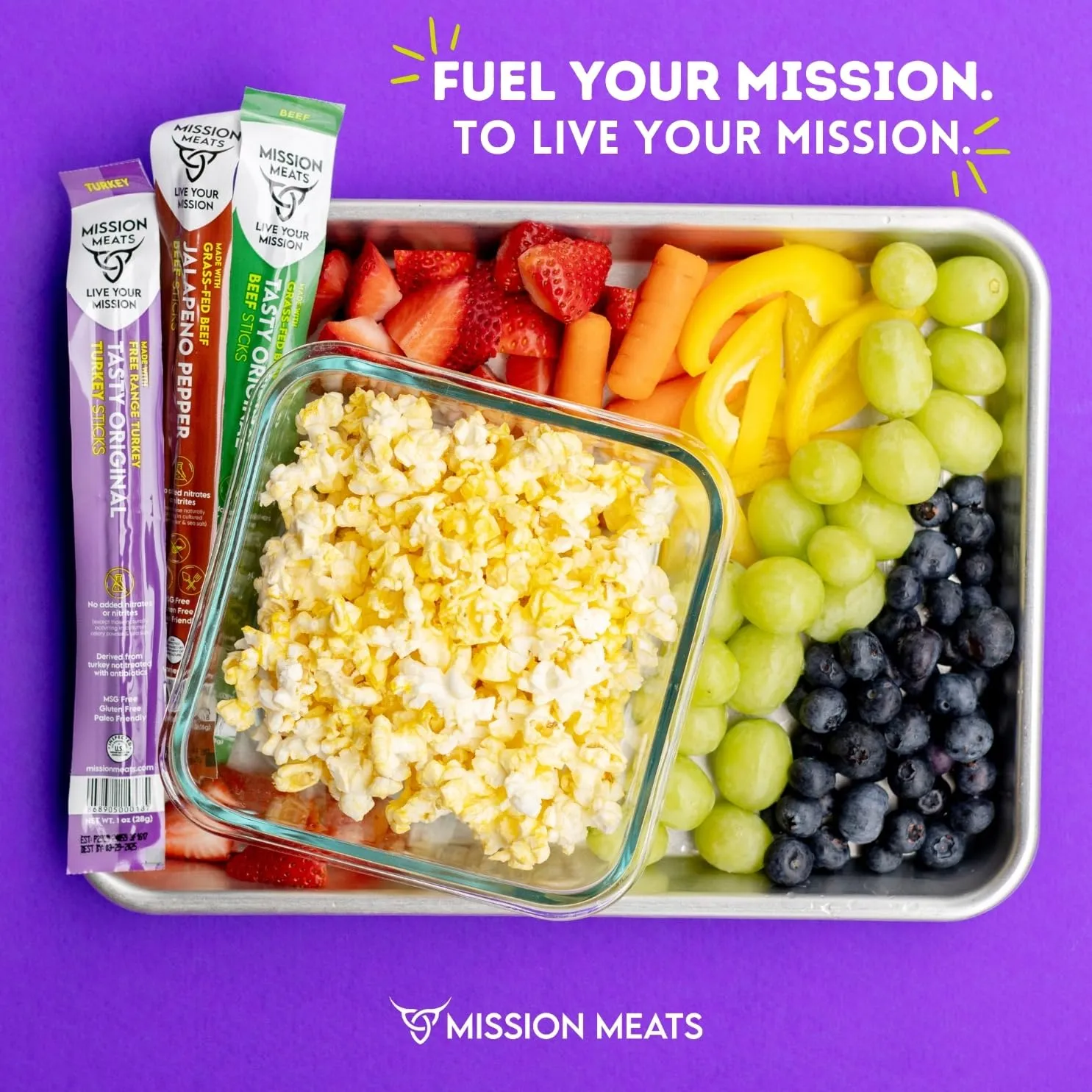 Mission Meats Variety Pack with 100% Grass Fed Beef, Free Range Turkey, and Cracked Pepper Pork Sticks – Gluten & Sugar Free, Whole 30 and Paleo Friendly, 1oz (Pack of 24)