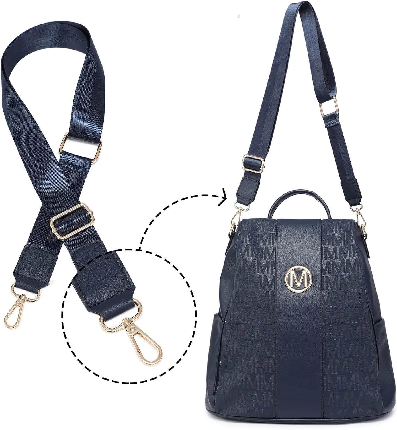 MKP COLLECTION Women Fashion Backpack Purse Multi Pockets Anti-Theft Rucksack Travel Shoulder Bag Handbag Set 2pcs