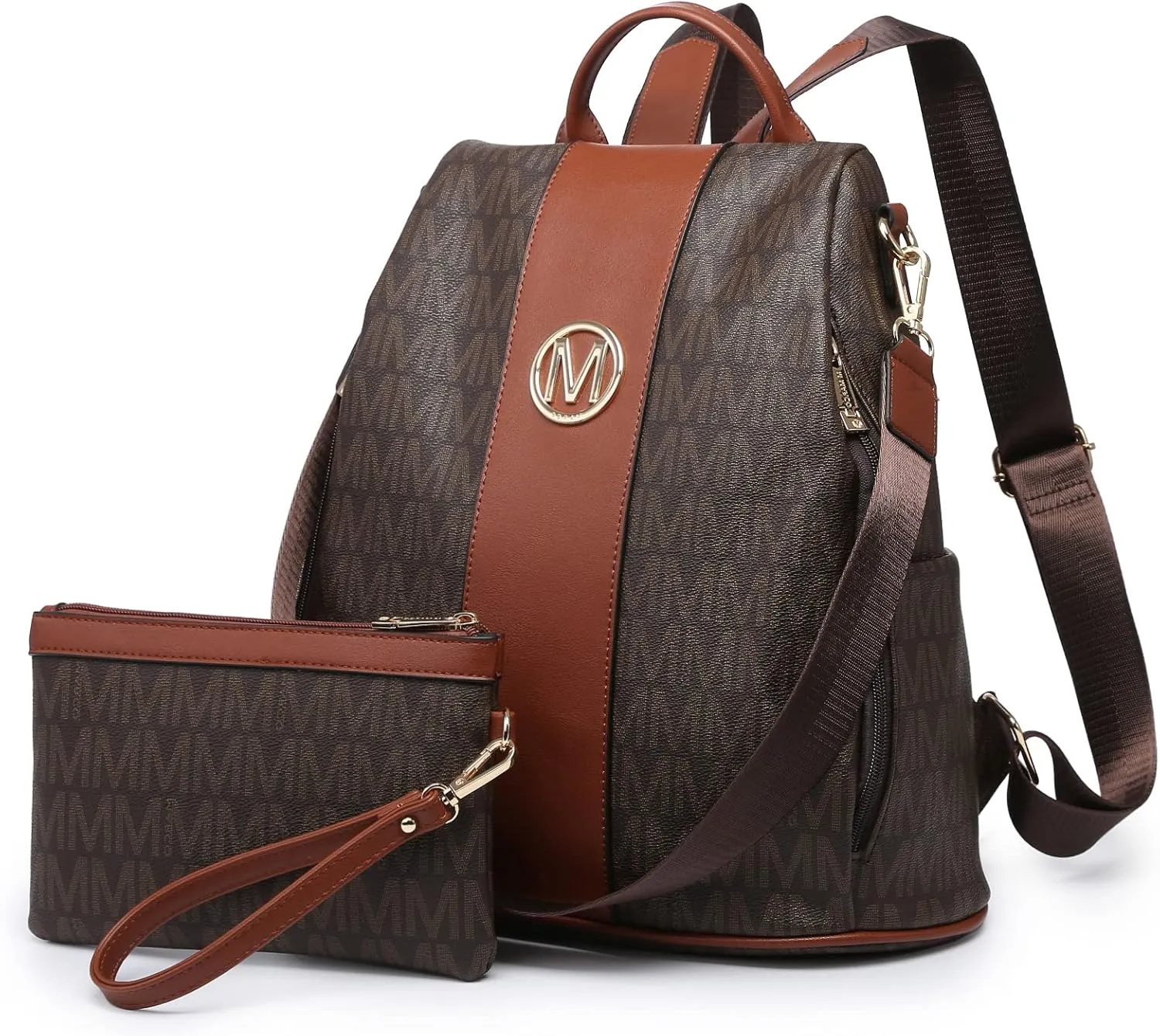 MKP COLLECTION Women Fashion Backpack Purse Multi Pockets Anti-Theft Rucksack Travel Shoulder Bag Handbag Set 2pcs