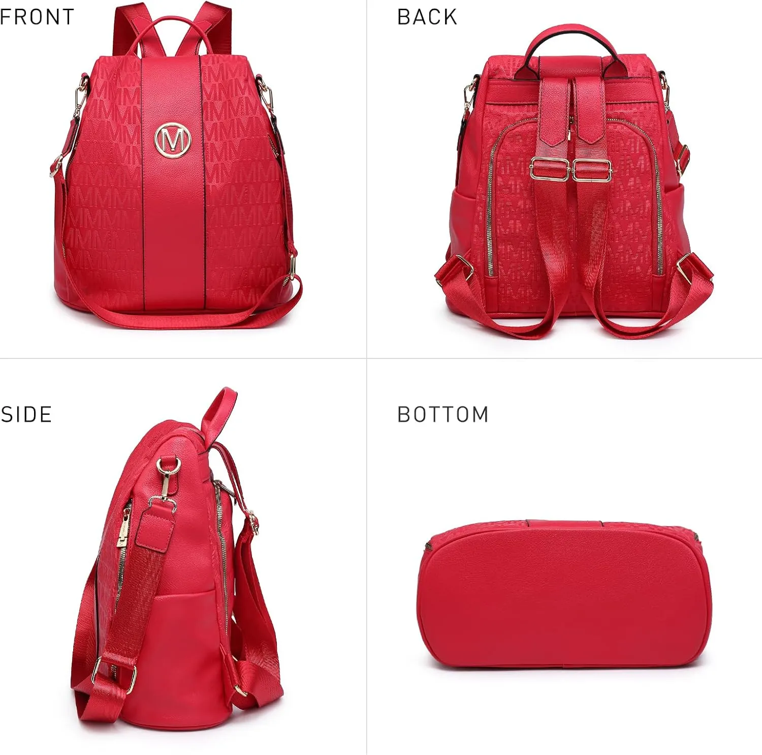 MKP COLLECTION Women Fashion Backpack Purse Multi Pockets Anti-Theft Rucksack Travel Shoulder Bag Handbag Set 2pcs