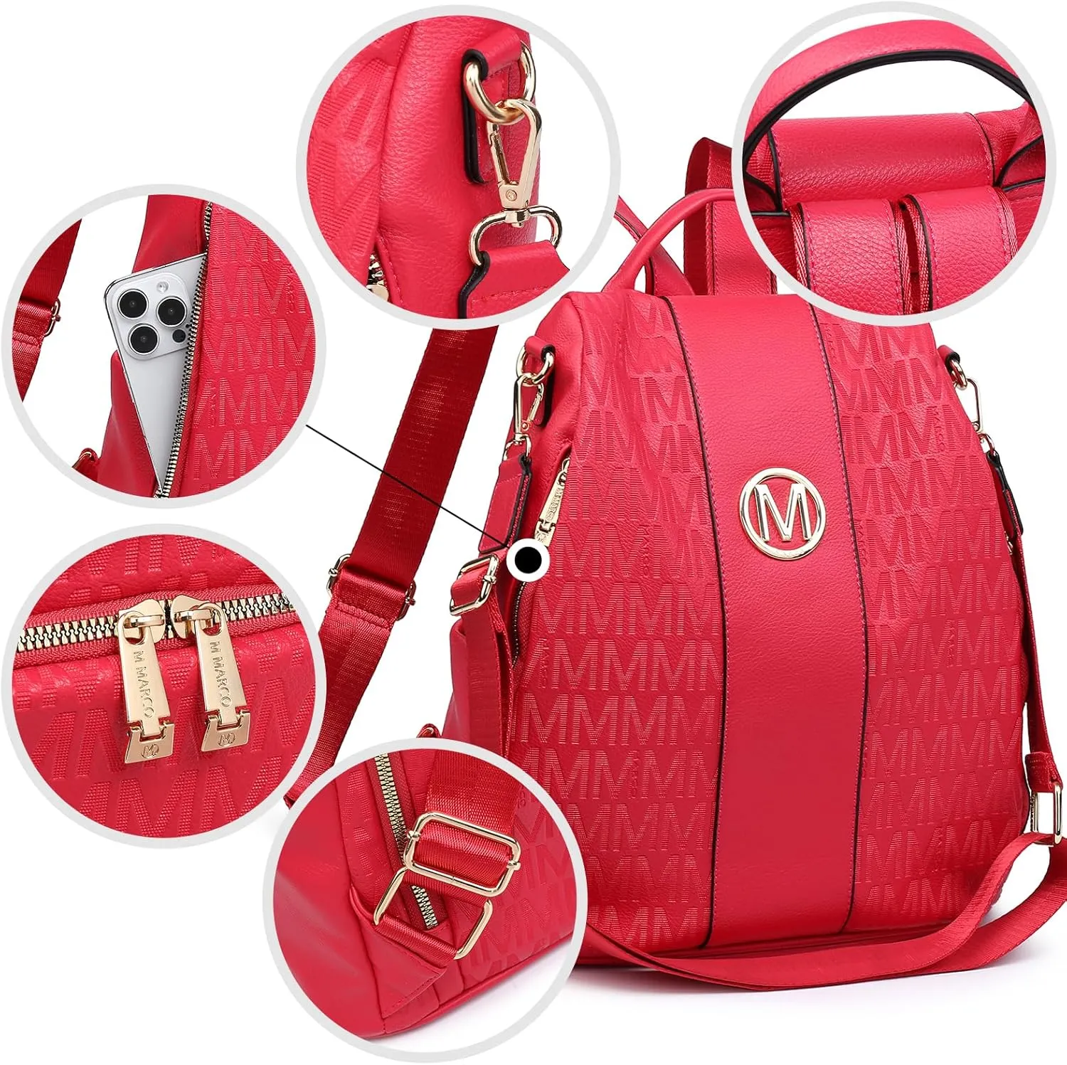 MKP COLLECTION Women Fashion Backpack Purse Multi Pockets Anti-Theft Rucksack Travel Shoulder Bag Handbag Set 2pcs