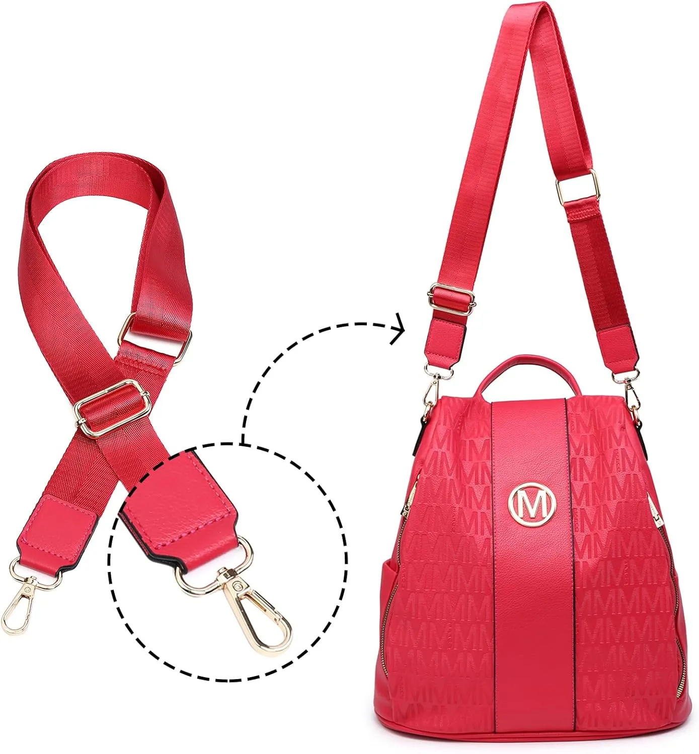 MKP COLLECTION Women Fashion Backpack Purse Multi Pockets Anti-Theft Rucksack Travel Shoulder Bag Handbag Set 2pcs