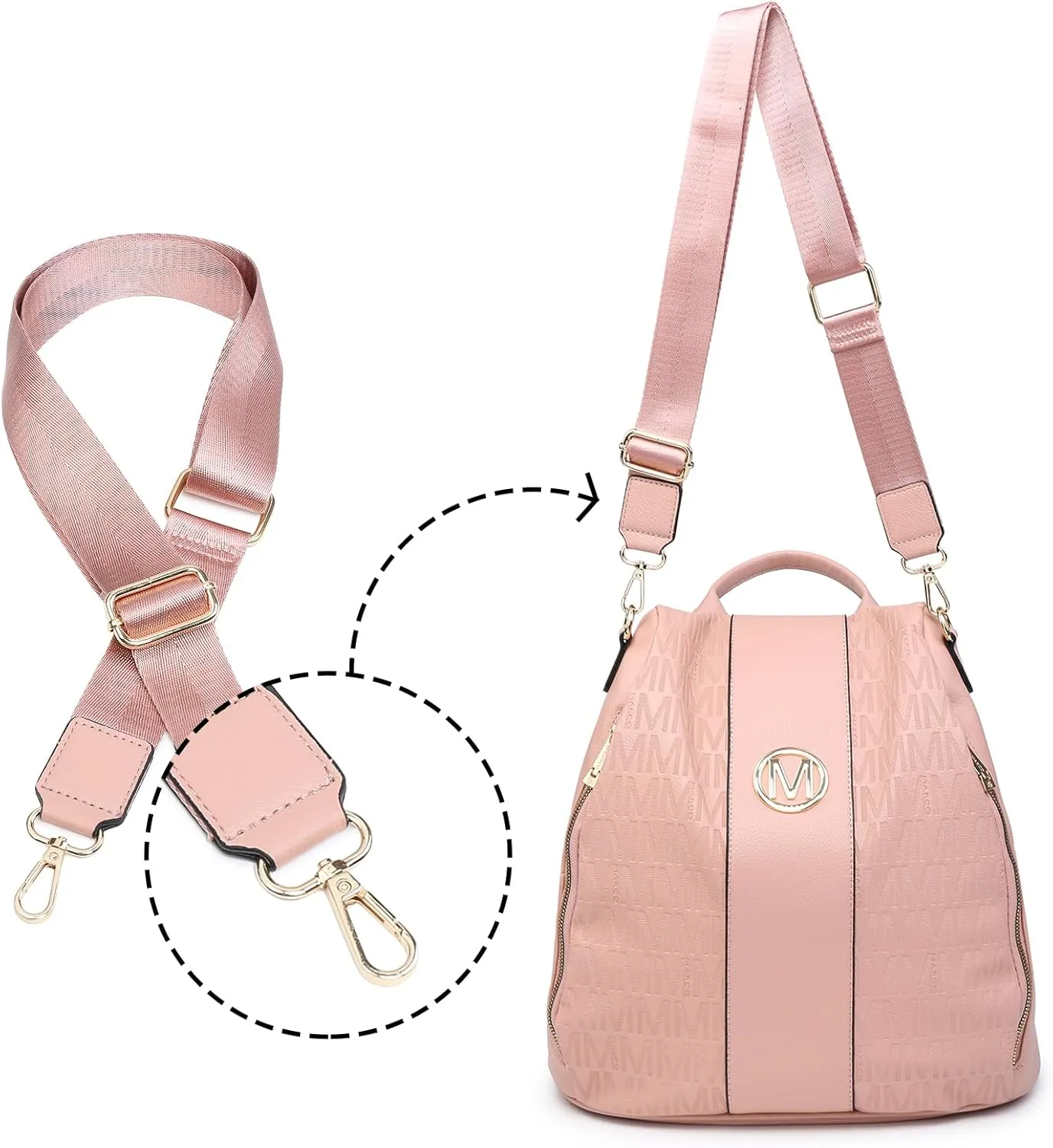 MKP COLLECTION Women Fashion Backpack Purse Multi Pockets Anti-Theft Rucksack Travel Shoulder Bag Handbag Set 2pcs