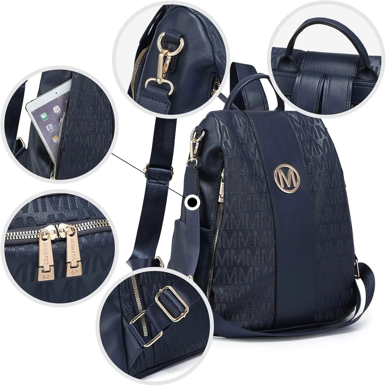 MKP COLLECTION Women Fashion Backpack Purse Multi Pockets Anti-Theft Rucksack Travel Shoulder Bag Handbag Set 2pcs