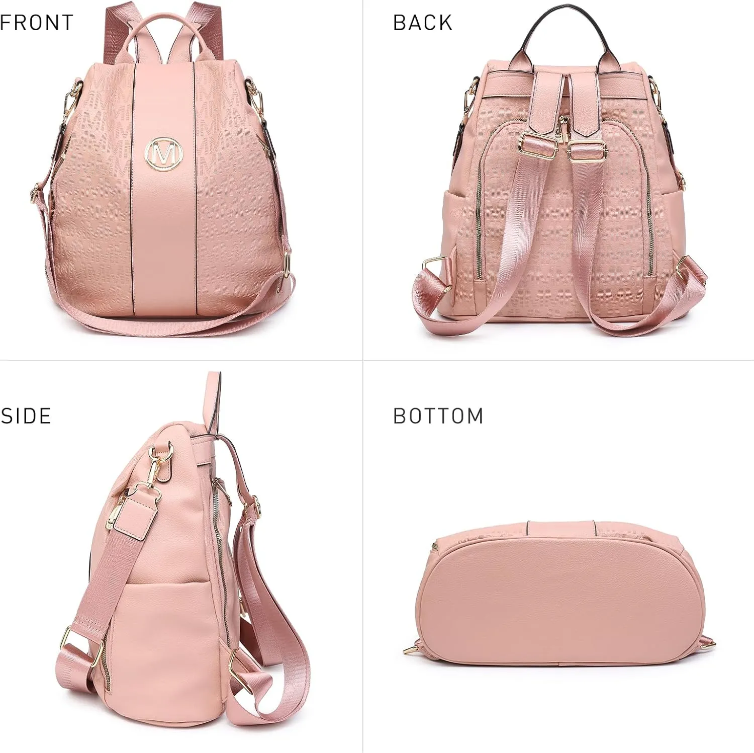 MKP COLLECTION Women Fashion Backpack Purse Multi Pockets Anti-Theft Rucksack Travel Shoulder Bag Handbag Set 2pcs