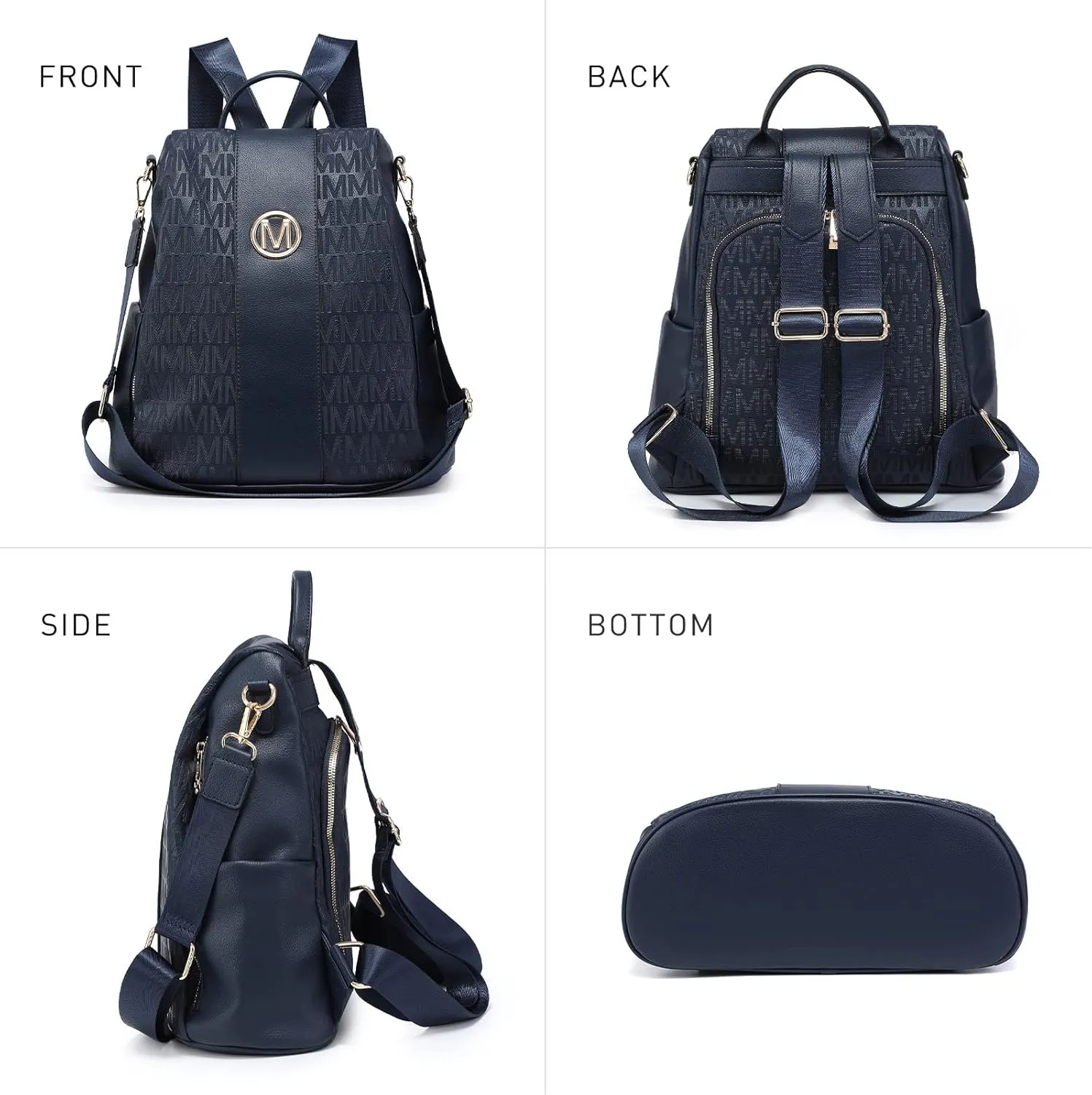 MKP COLLECTION Women Fashion Backpack Purse Multi Pockets Anti-Theft Rucksack Travel Shoulder Bag Handbag Set 2pcs