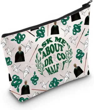 MNIGIU Movie Inspired Magic School Fan Gift Ask Me about Draco Makeup Zipper Pouch for Fans (Dra-co), Medium