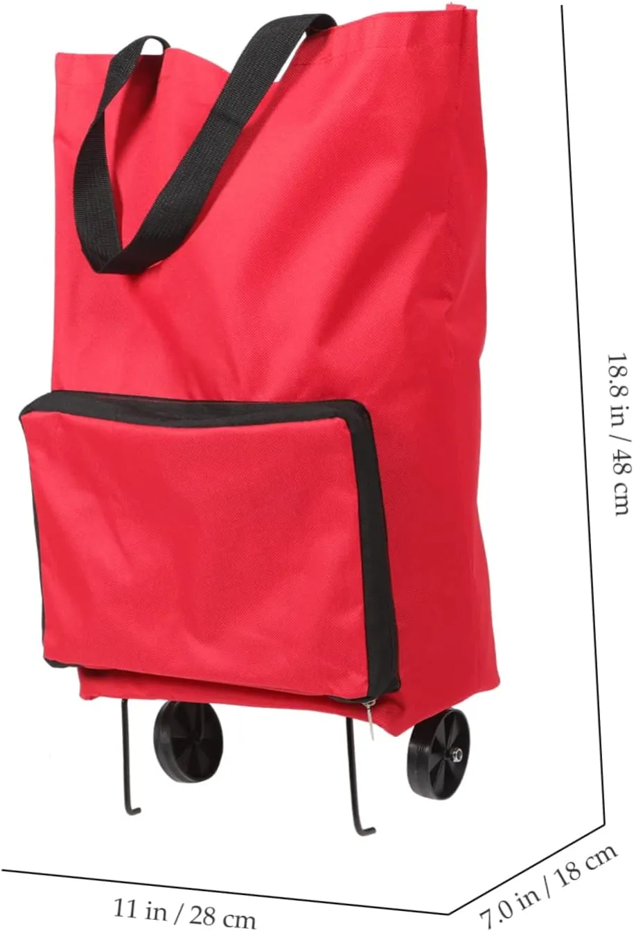 Mobestech Foldable Grocery Cart Bag with Wheels Collapsible Trolley for Shopping Travel Daily Use Capacity Design