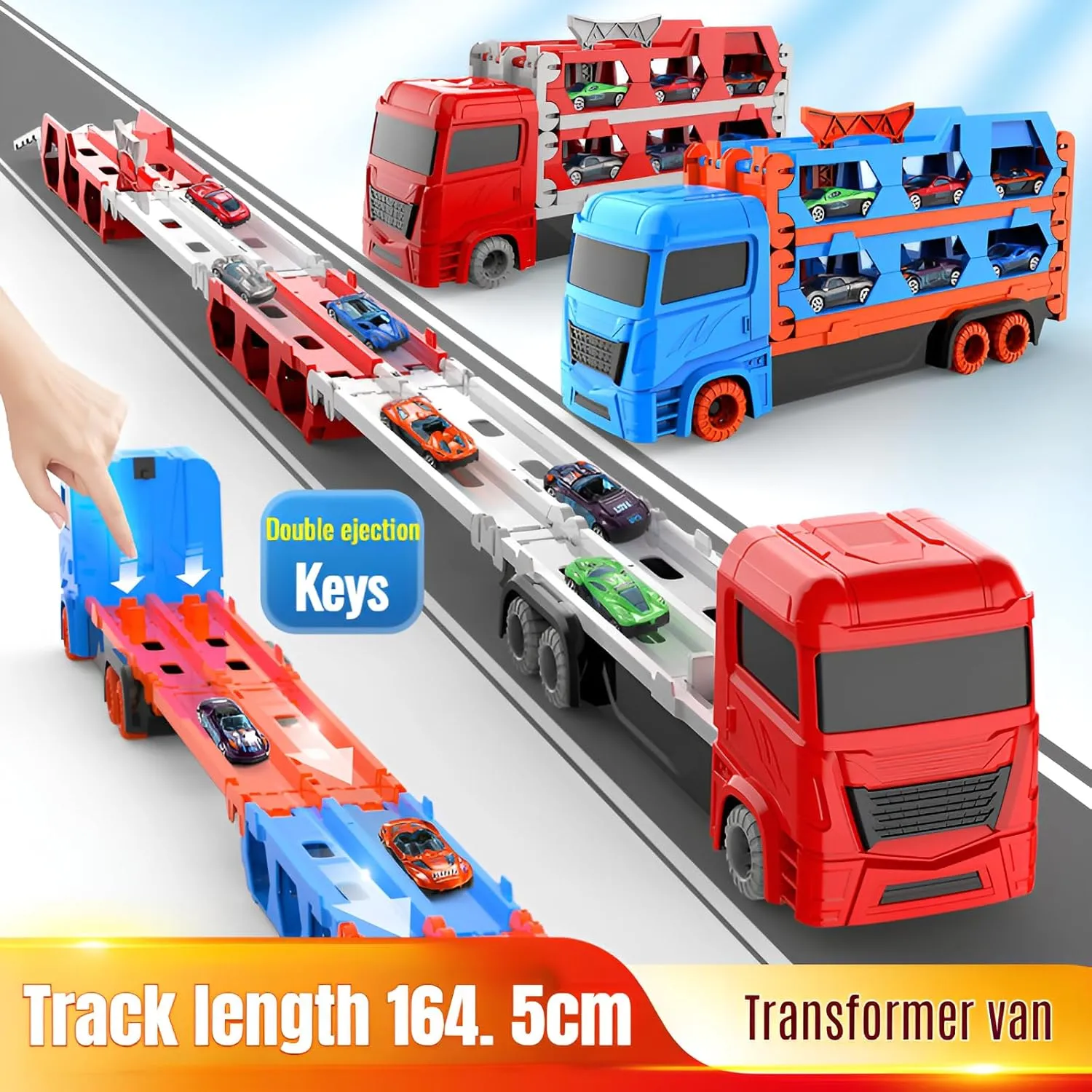[Mokcoliy]【Transforming Catapult Truck Toy】 Foldable oy Vehicle Model for Boys 3-6 | 【Portable Truck Toy】 with Action | for Birthday, Christmas & Outdoor Ages 3-8