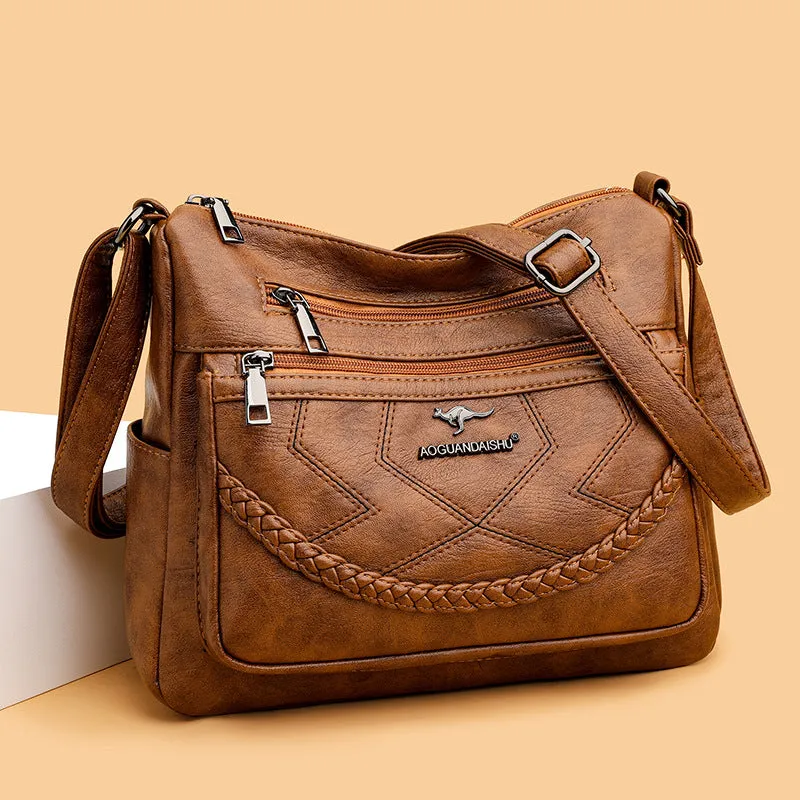 Mom Simple Fashion Soft Leather Lady Crossbody Bags