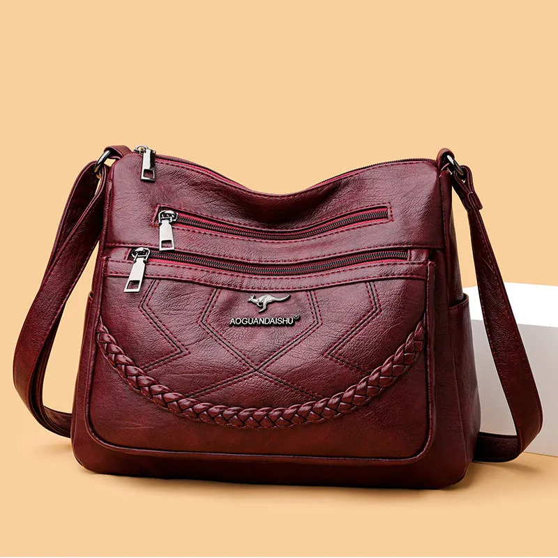 Mom Simple Fashion Soft Leather Lady Crossbody Bags