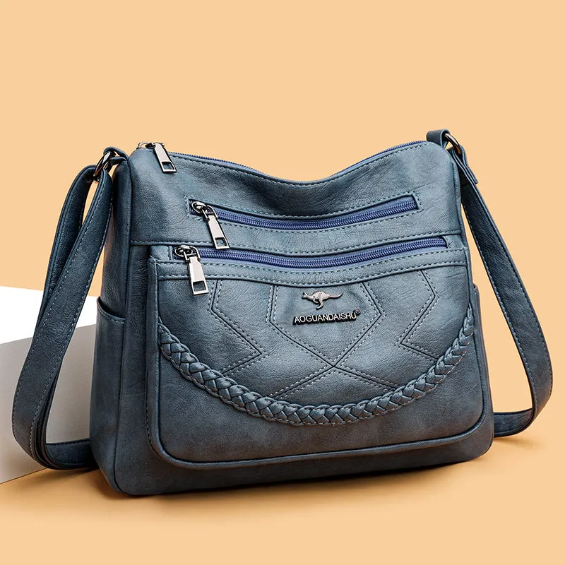 Mom Simple Fashion Soft Leather Lady Crossbody Bags