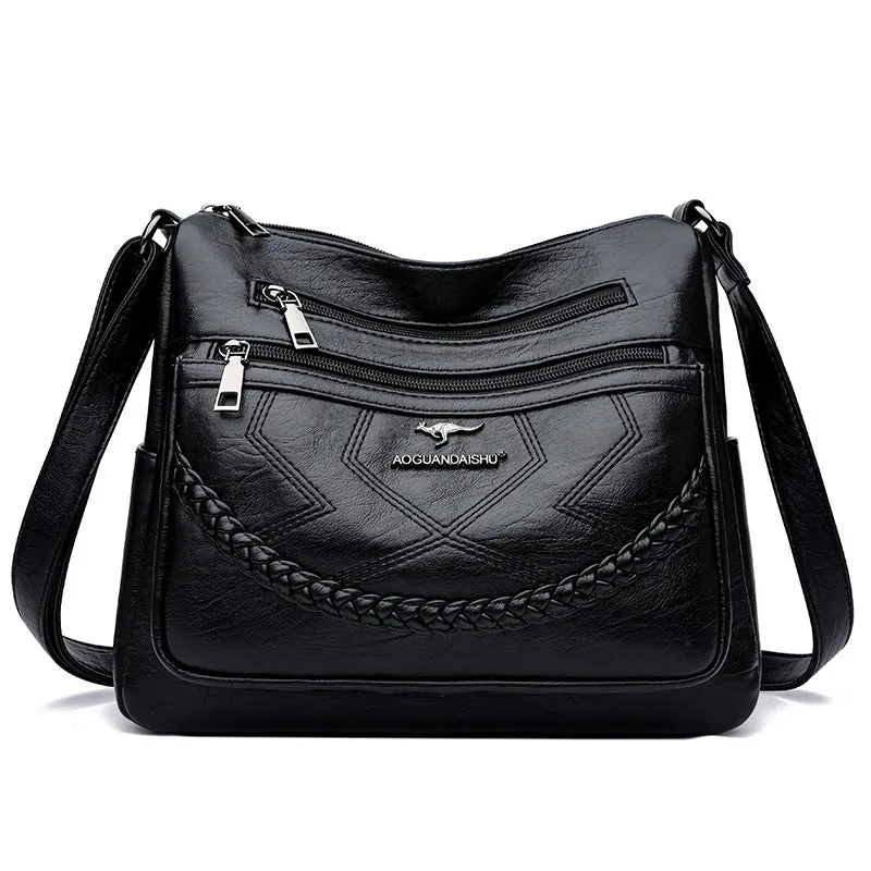 Mom Simple Fashion Soft Leather Lady Crossbody Bags