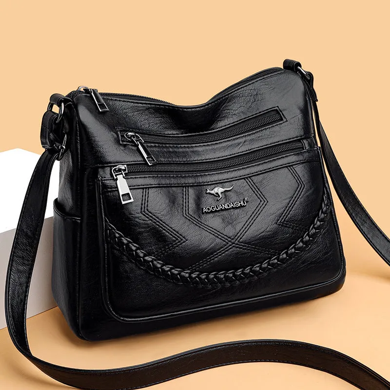 Mom Simple Fashion Soft Leather Lady Crossbody Bags