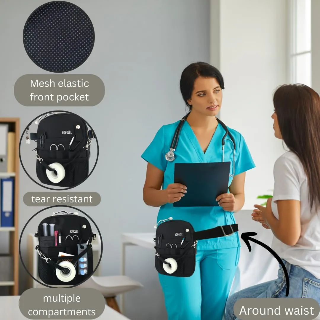 MOMOZEE nurse bag, Nursing essentials for Nurses Fanny Pack, Nurse Students essentials, Nurses accessories for work, nurse gift Waist pouch, medical tool Belt (CNA,RN,PCT,PA,MD)