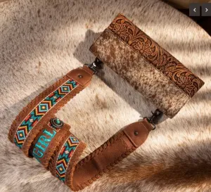 Montana West Weestern Guitar Style Embroidered Aztec Crossbody Strap