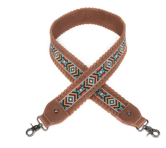 Montana West Weestern Guitar Style Embroidered Aztec Crossbody Strap