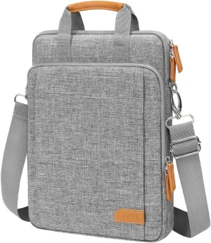 MOSISO 360 Protective Laptop Bag, 13.3 inch Vertical Computer Bag Compatible with MacBook, HP, Dell, Lenovo, Asus Notebook with Shoulder Strap & Front Raised & Vertical Pockets, Gray