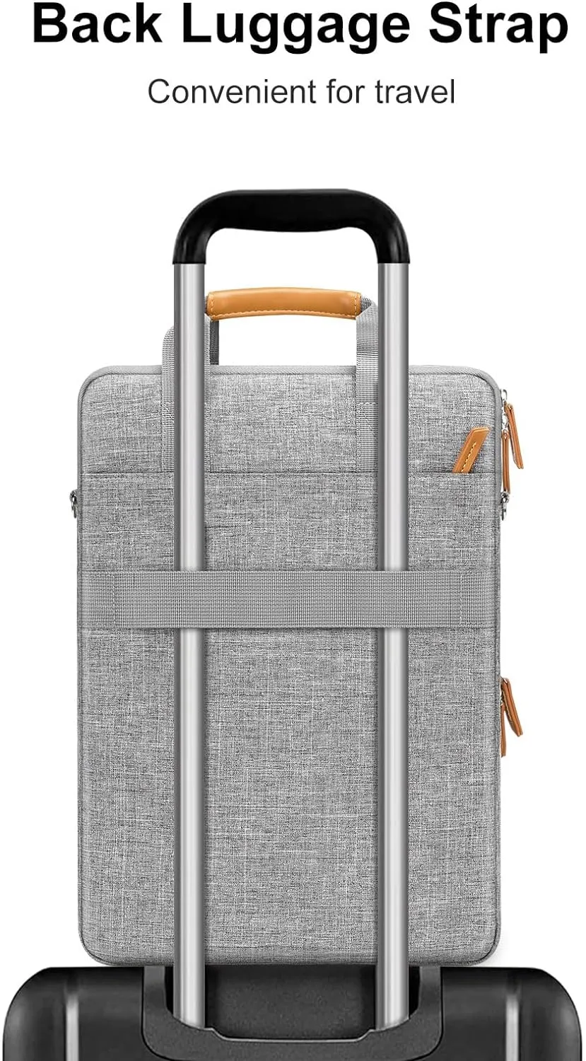 MOSISO 360 Protective Laptop Bag, 13.3 inch Vertical Computer Bag Compatible with MacBook, HP, Dell, Lenovo, Asus Notebook with Shoulder Strap & Front Raised & Vertical Pockets, Gray