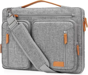 MOSISO 360 Protective Laptop Shoulder Bag, 15-15.6 inch Computer Bag Compatible with MacBook Pro 16, HP, Dell, Lenovo, Asus Notebook, Side Open Messenger Bag with 5 Accessory Pockets & Belt, Gray