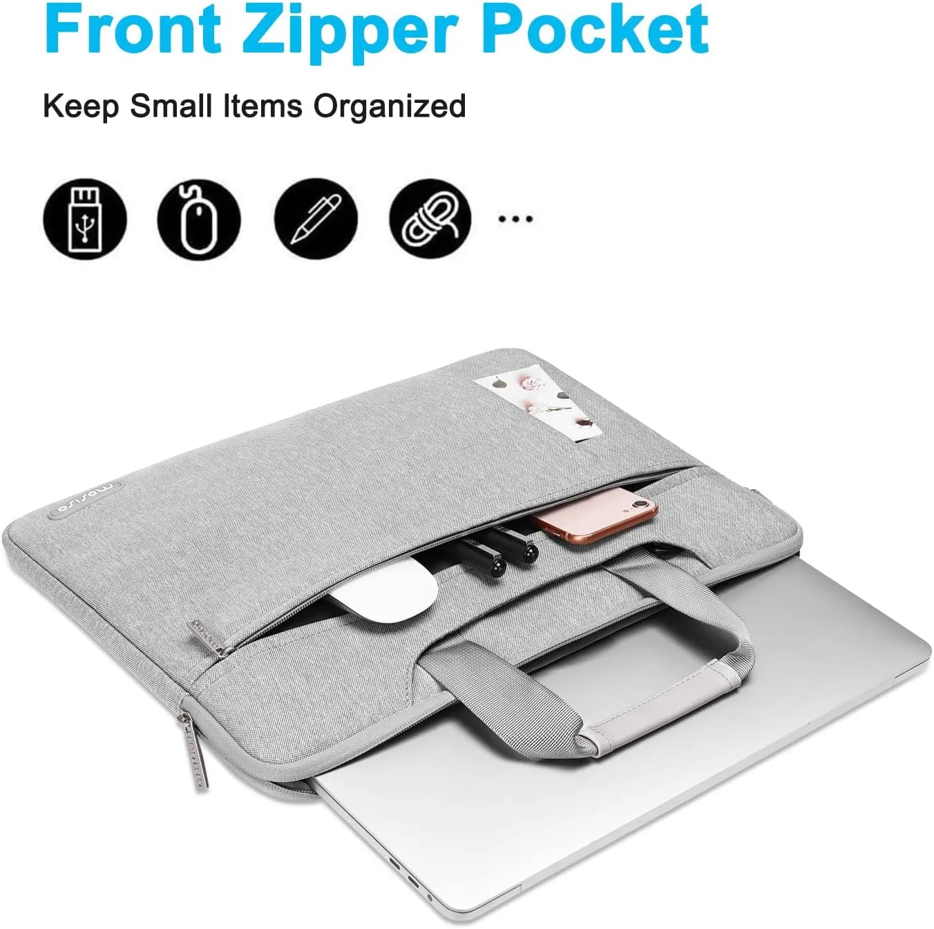 MOSISO 360 Protective Laptop Shoulder Bag Compatible with MacBook Air 15 inch M2 A2941 2023/Pro 16 2023-2019,15-15.6 inch Notebook with Front Horizontal&Vertical Pockets&Fix Handle&Belt, Gray
