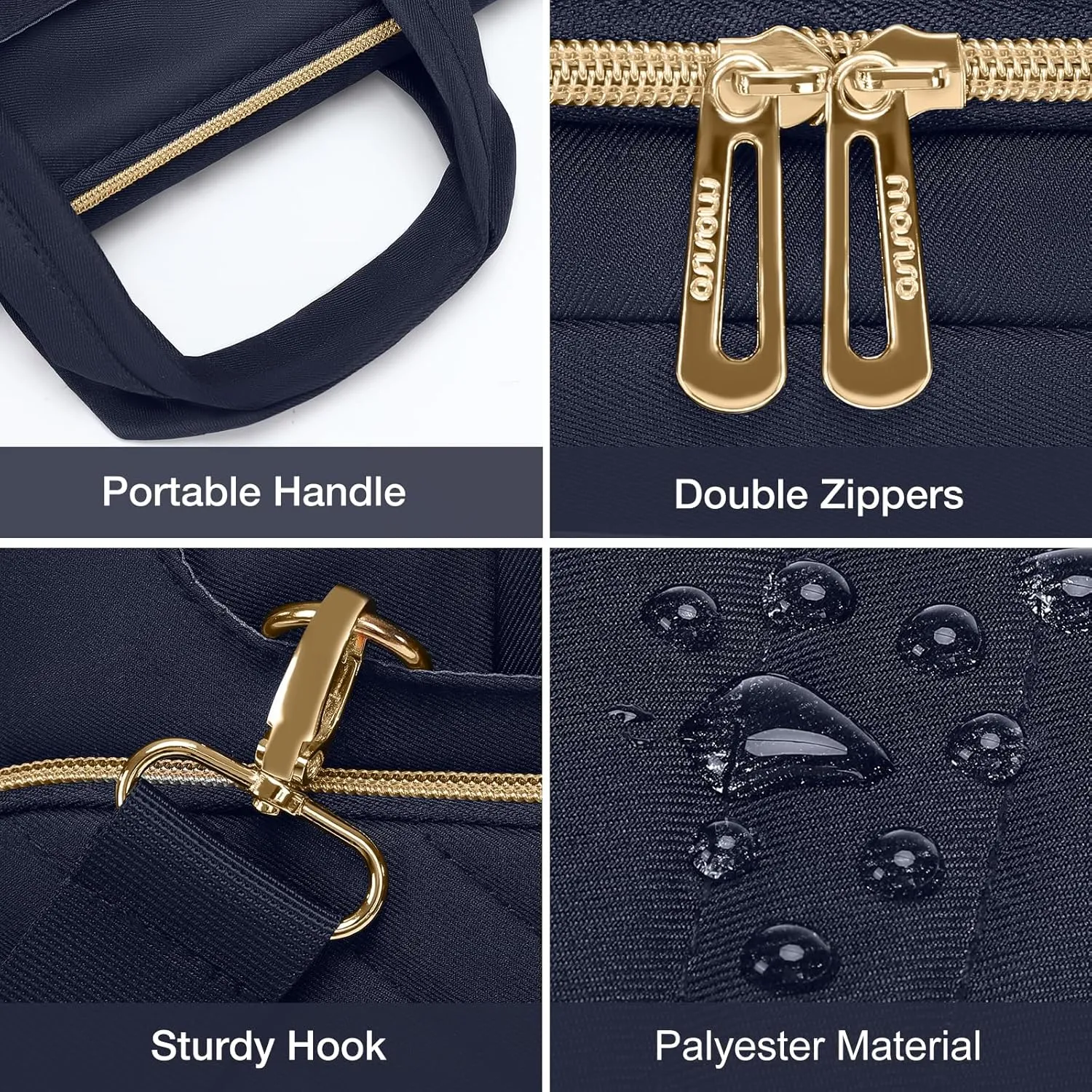 MOSISO 360 Protective Laptop Shoulder Bag,15-15.6 inch Computer Bag Compatible with MacBook Pro 16, HP, Dell, Asus Notebook,Messenger Briefcase with Front Quilted Raised Horizontal Pockets, Navy Blue