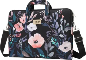 MOSISO Laptop Bag for Women, 15 inch Computer Bag Compatible with MacBook Pro 16 inch, HP, Dell, Lenovo, Asus, Notebook, 15.6 inch Laptop Messenger Shoulder Briefcase with Strap, Floral Illustration