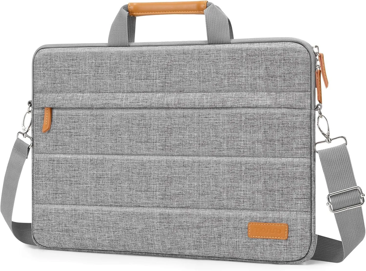 MOSISO Laptop Shoulder Bag, 15.6 inch Computer Bag Compatible with MacBook 16 inch, HP, Dell, Lenovo, Asus, Razer Notebook, Quilted Messenger Briefcase with Front Horizontal Pocket & Strap, Gray