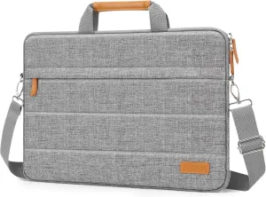 MOSISO Laptop Shoulder Bag, 15.6 inch Computer Bag Compatible with MacBook 16 inch, HP, Dell, Lenovo, Asus, Razer Notebook, Quilted Messenger Briefcase with Front Horizontal Pocket & Strap, Gray
