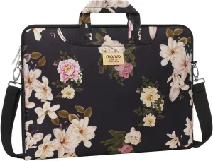 MOSISO Laptop Shoulder Bag Compatible with MacBook Air 15 inch M2 A2941 2023/Pro 16 2023-2019 M3 A2991 M2 A2780 M1 A2485 A2141,15-15.6 inch Notebook, Polyester Freesia Briefcase Sleeve with Belt