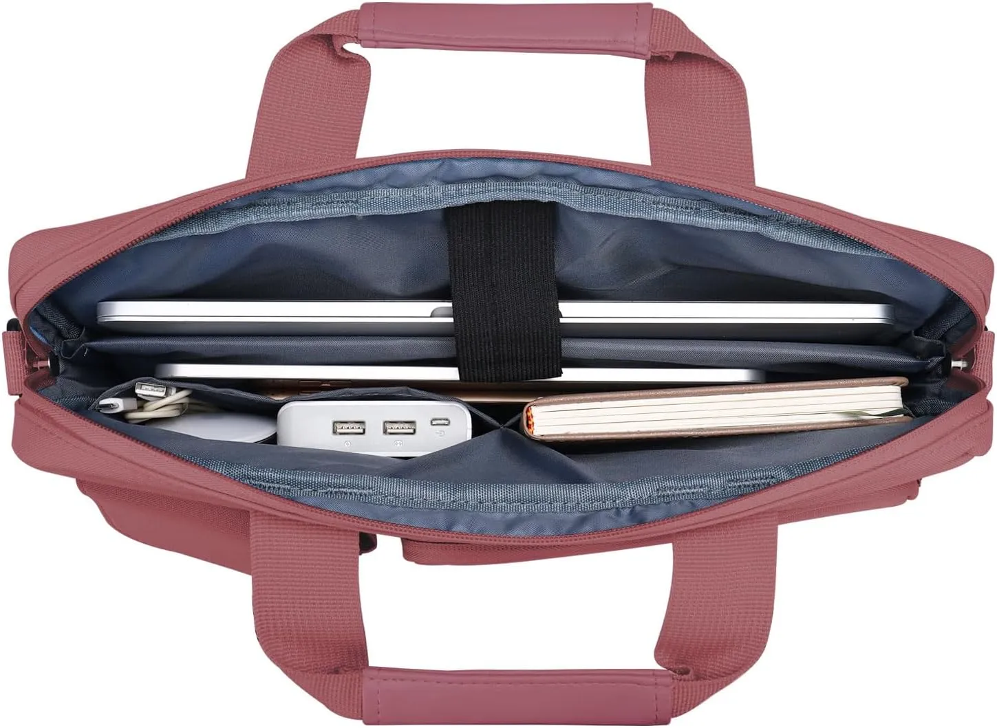 MOSISO Laptop Shoulder Bag Compatible with MacBook Air 15 M4 M3 M2/Pro 16 inch M4 M3 M2 M1,15-15.6 inch Notebook with 2 Raised&1 Flapover&1 Horizontal Pocket&Handle&Belt, Dusty Rose