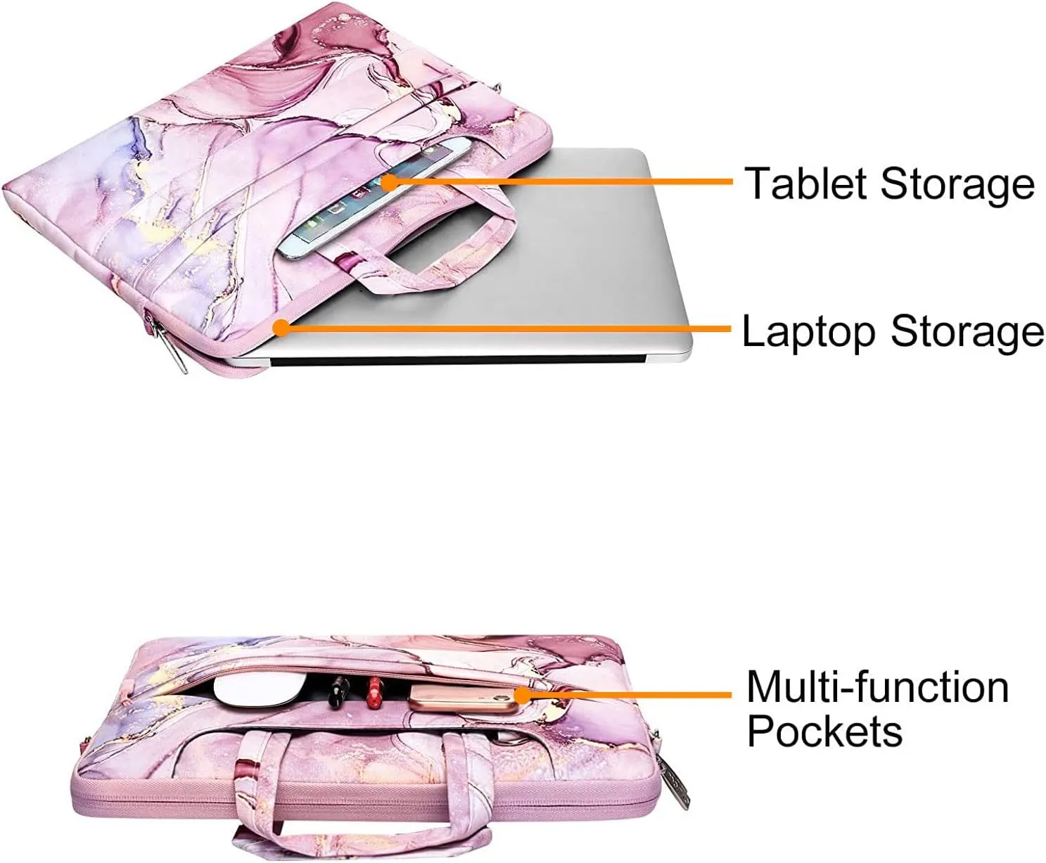 MOSISO Laptop Shoulder Bag Compatible with MacBook Air/Pro, 13-13.3 inch Notebook, Polyester Briefcase with Belt, Pink, 13.3 inch, Unisex-Adults, Crossbody, Business